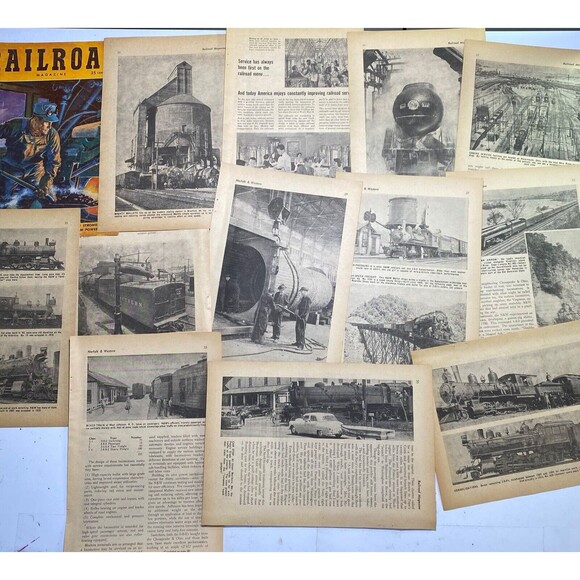 VTG Railroad Ephemera Pages/Pictures of Trains Equipment People My/Jy 1954 5.8oz - Picture 2 of 6